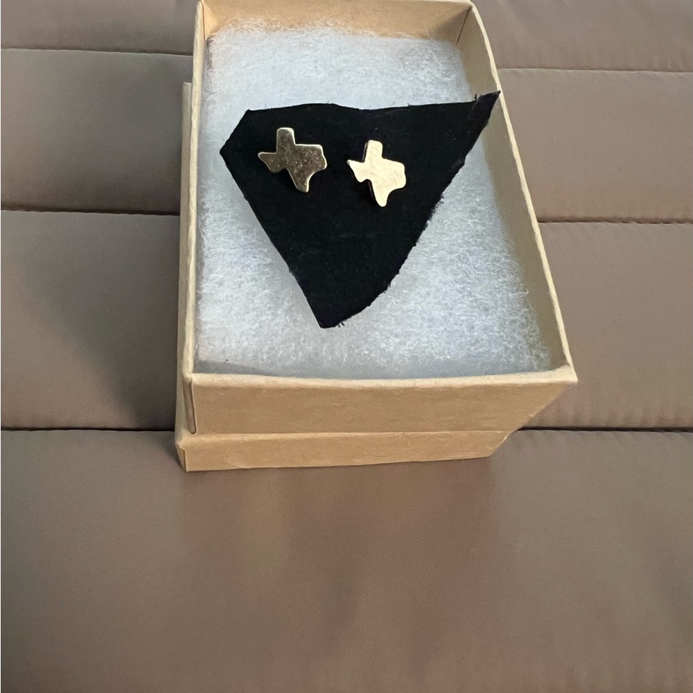 NIB- Texas-shaped Gold-plated Earrings in Yellow Gold